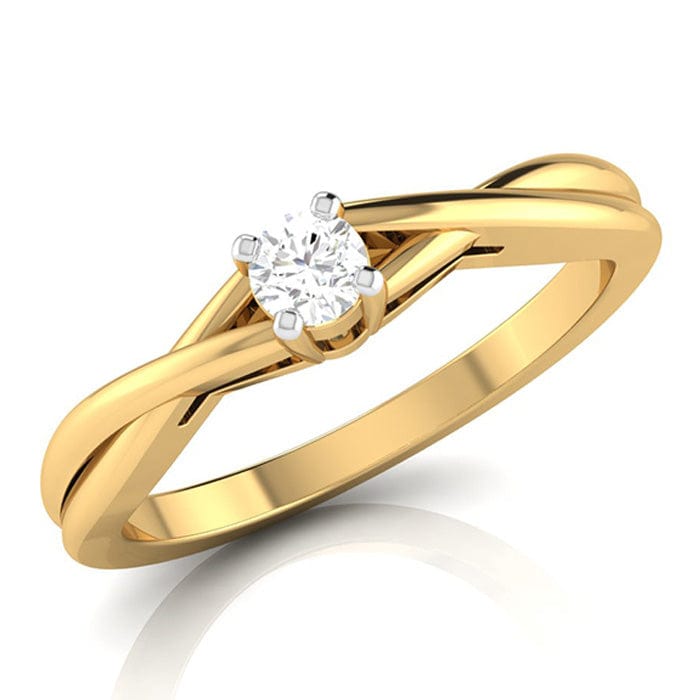 Jewelove™ Rings 10-Pointer Single Diamond Twisted Shank 18K Yellow Gold Ring JL AU G 115Y