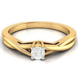 Jewelove™ Rings 10-Pointer Single Diamond Twisted Shank 18K Yellow Gold Ring JL AU G 115Y