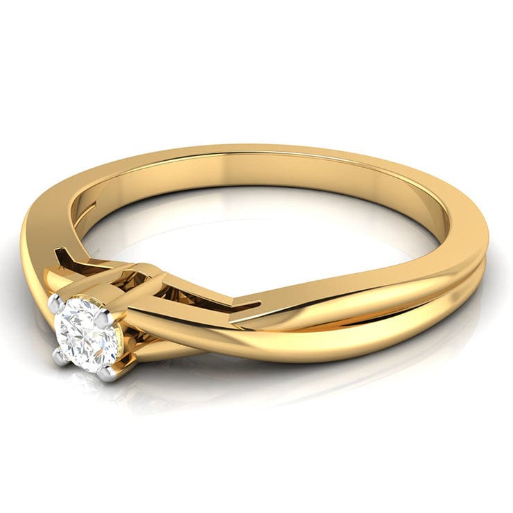 Jewelove™ Rings 10-Pointer Single Diamond Twisted Shank 18K Yellow Gold Ring JL AU G 115Y