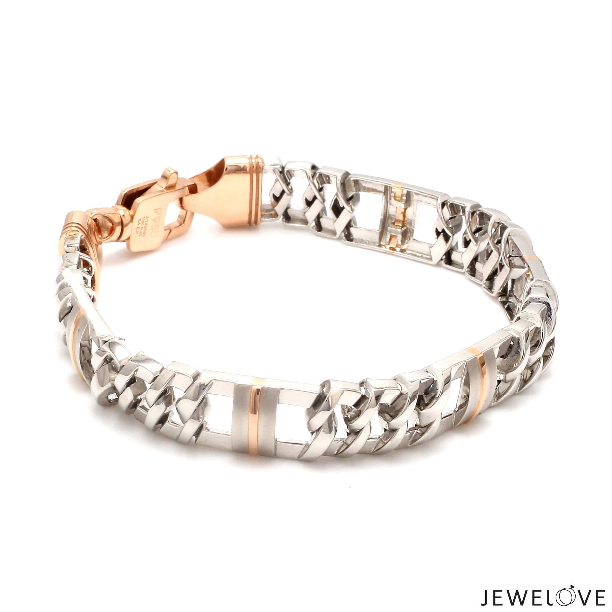 Jewelove™ Bangles & Bracelets 11mm Platinum & Rose Gold Heavy Bracelet for Men JL PTB 750R-A