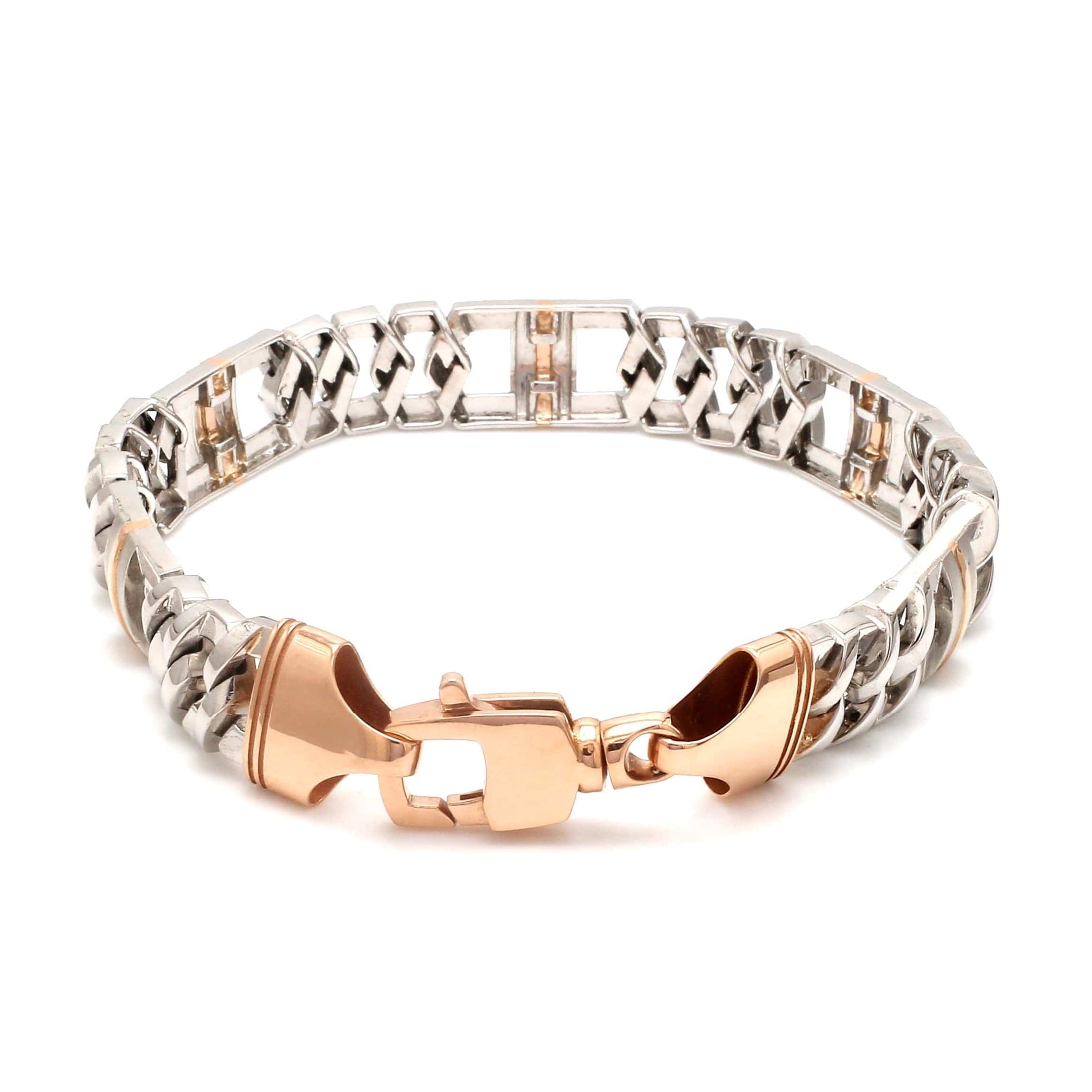 Jewelove™ Bangles & Bracelets 11mm Platinum & Rose Gold Heavy Bracelet for Men JL PTB 750R-A