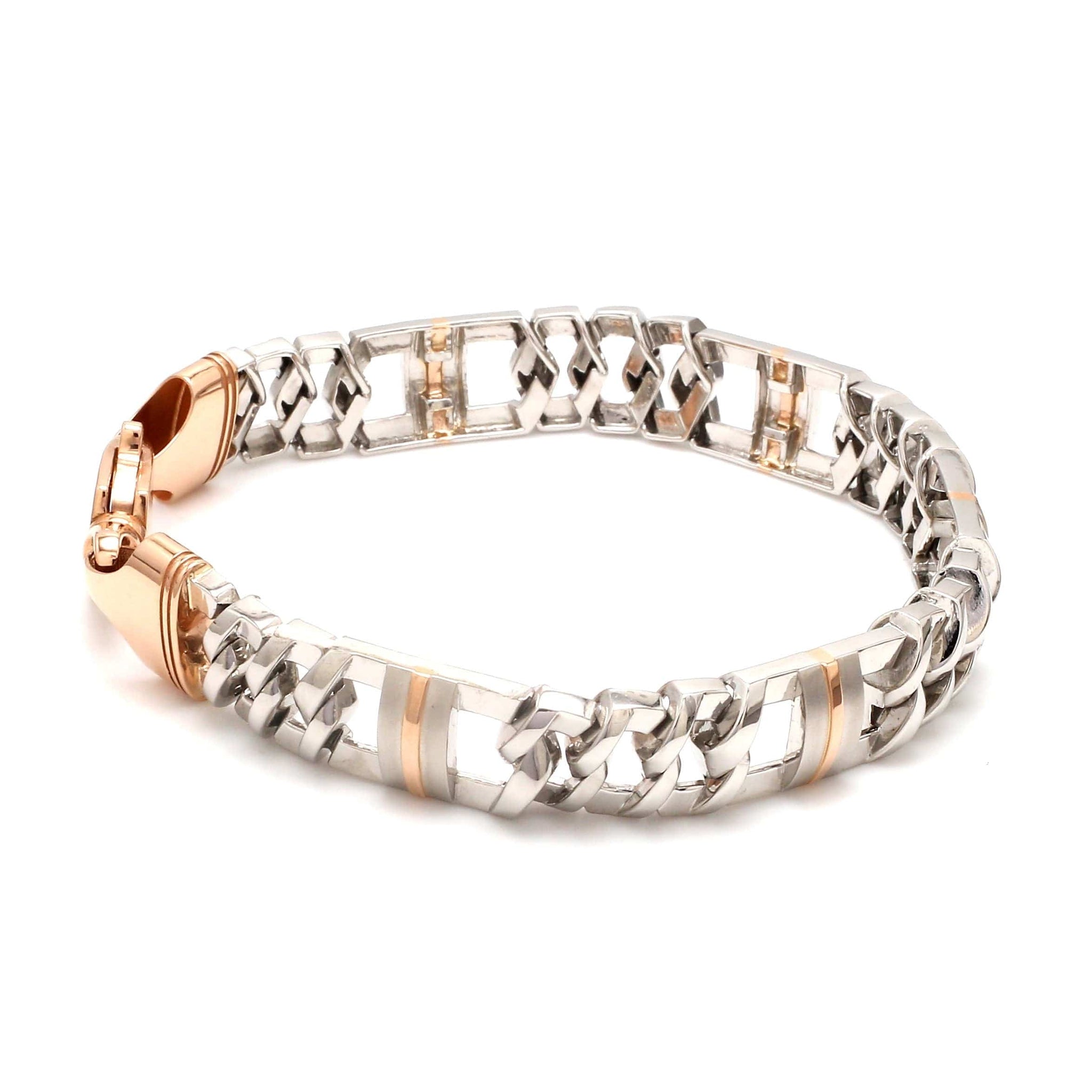 Jewelove™ Bangles & Bracelets 11mm Platinum & Rose Gold Heavy Bracelet for Men JL PTB 750R-A