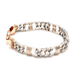 Jewelove™ Bangles & Bracelets 11mm Platinum & Rose Gold Heavy Bracelet for Men JL PTB 750R-A