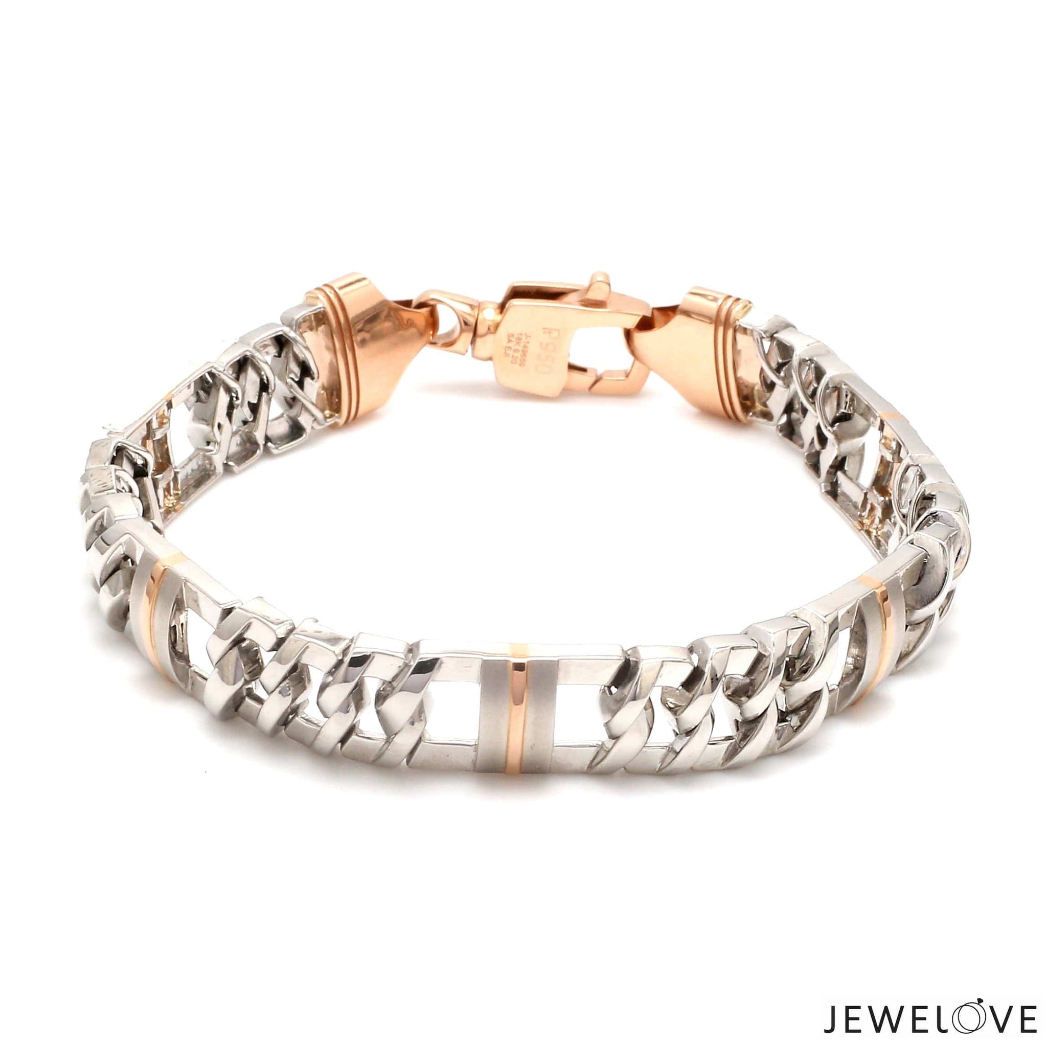 Jewelove™ Bangles & Bracelets 11mm Platinum & Rose Gold Heavy Bracelet for Men JL PTB 750R-A