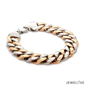 Jewelove™ Bangles & Bracelets 12.75mm Two-tone Platinum & Rose Gold Curb Bracelet for Men JL PTB 1174-A