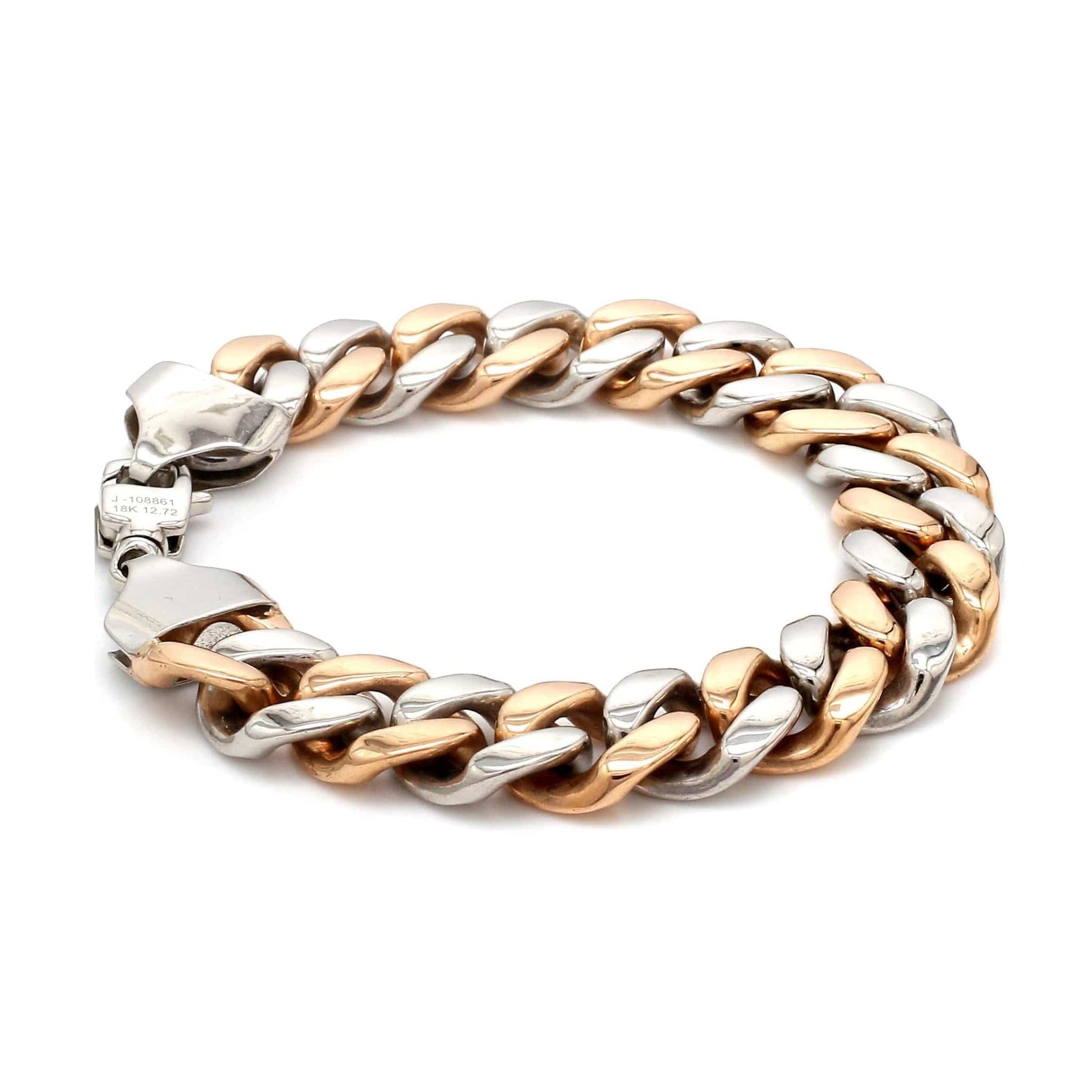 Jewelove™ Bangles & Bracelets 12.75mm Two-tone Platinum & Rose Gold Curb Bracelet for Men JL PTB 1174-A