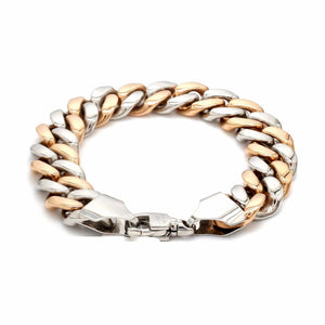 Jewelove™ Bangles & Bracelets 12.75mm Two-tone Platinum & Rose Gold Curb Bracelet for Men JL PTB 1174-A