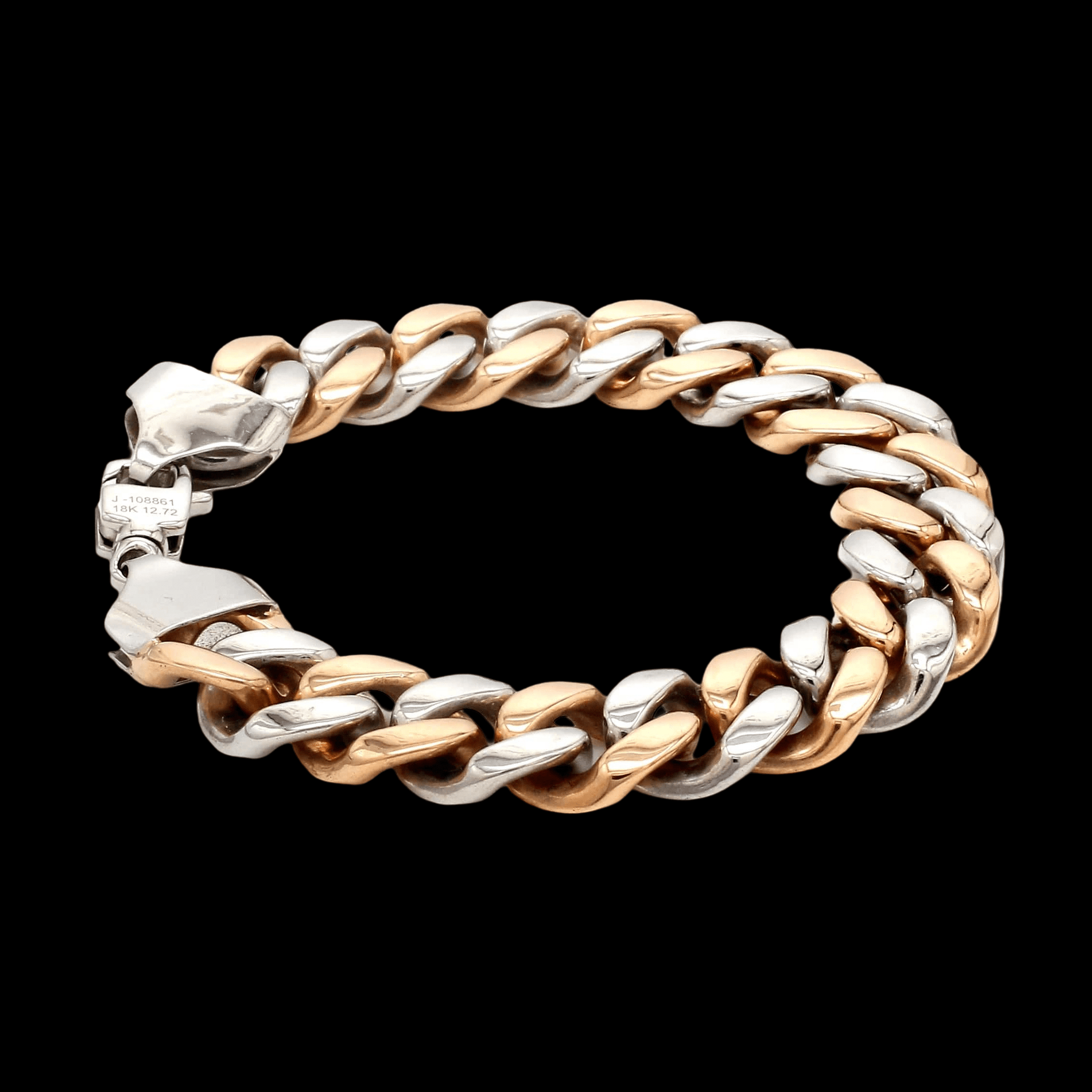 Jewelove™ Bangles & Bracelets 12.75mm Two-tone Platinum & Rose Gold Curb Bracelet for Men JL PTB 1174-A