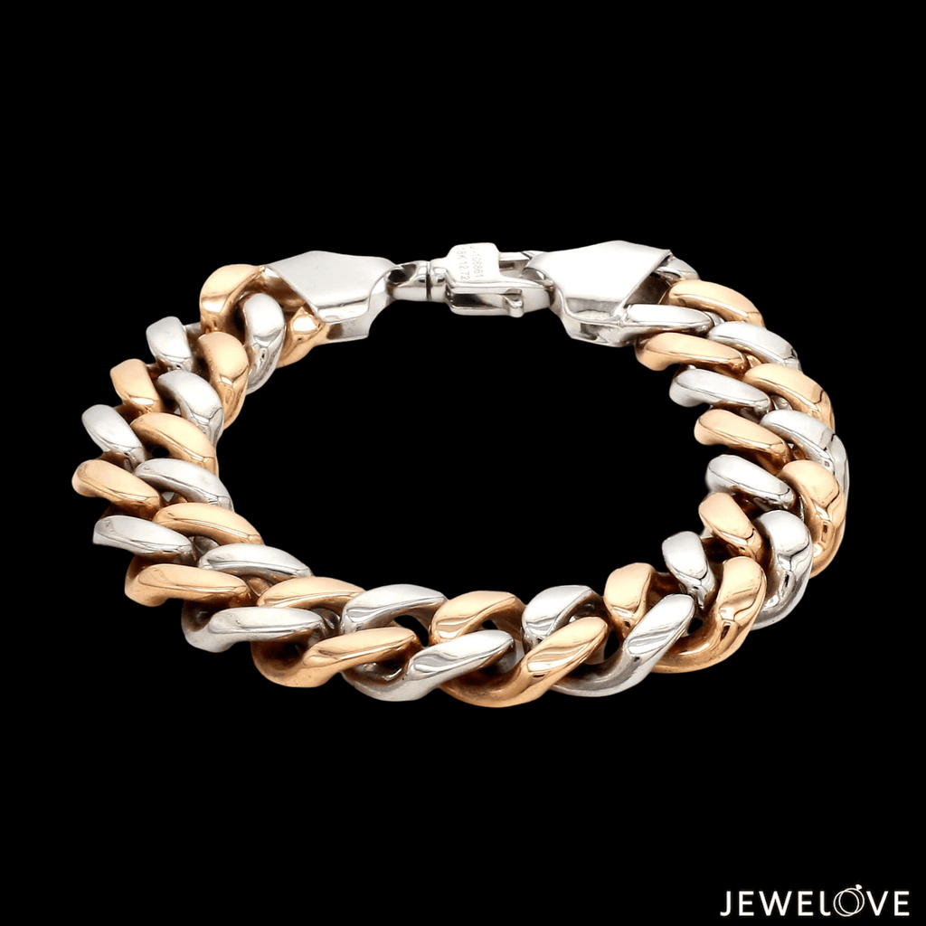 Jewelove™ Bangles & Bracelets 12.75mm Two-tone Platinum & Rose Gold Curb Bracelet for Men JL PTB 1174-A