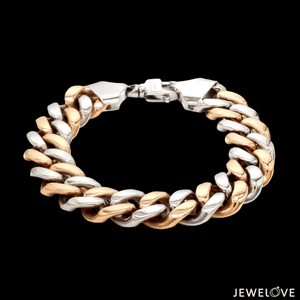 Jewelove™ Bangles & Bracelets 12.75mm Two-tone Platinum & Rose Gold Curb Bracelet for Men JL PTB 1174-A