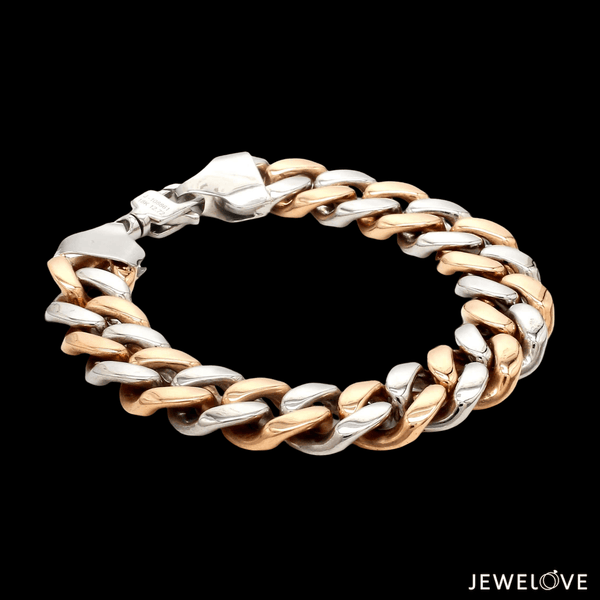 Jewelove™ Bangles & Bracelets 12.75mm Two-tone Platinum & Rose Gold Curb Bracelet for Men JL PTB 1174-A