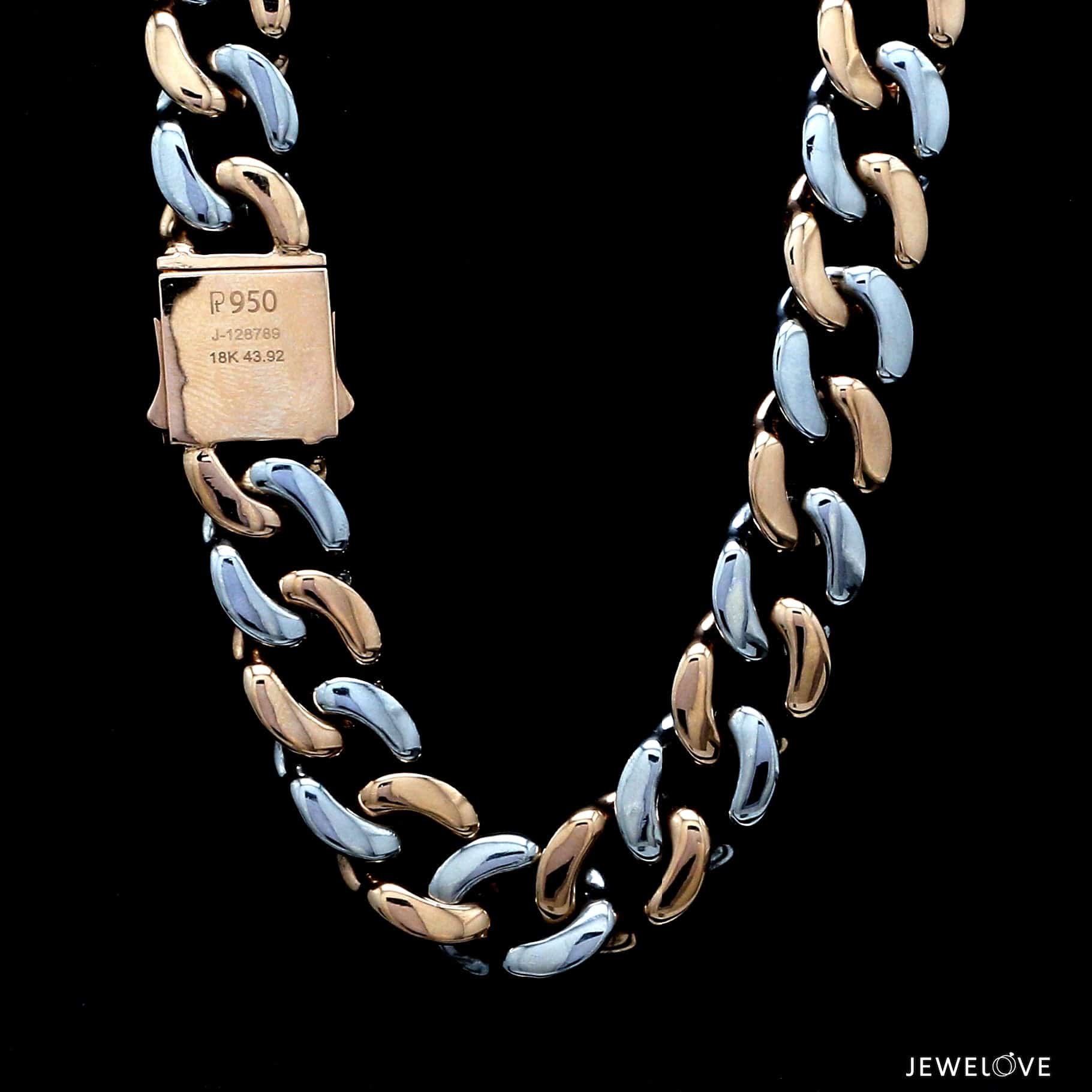 Jewelove™ Chains 14mm Heavy Platinum & Rose Gold Chain for Men JL PT CH 1003-A