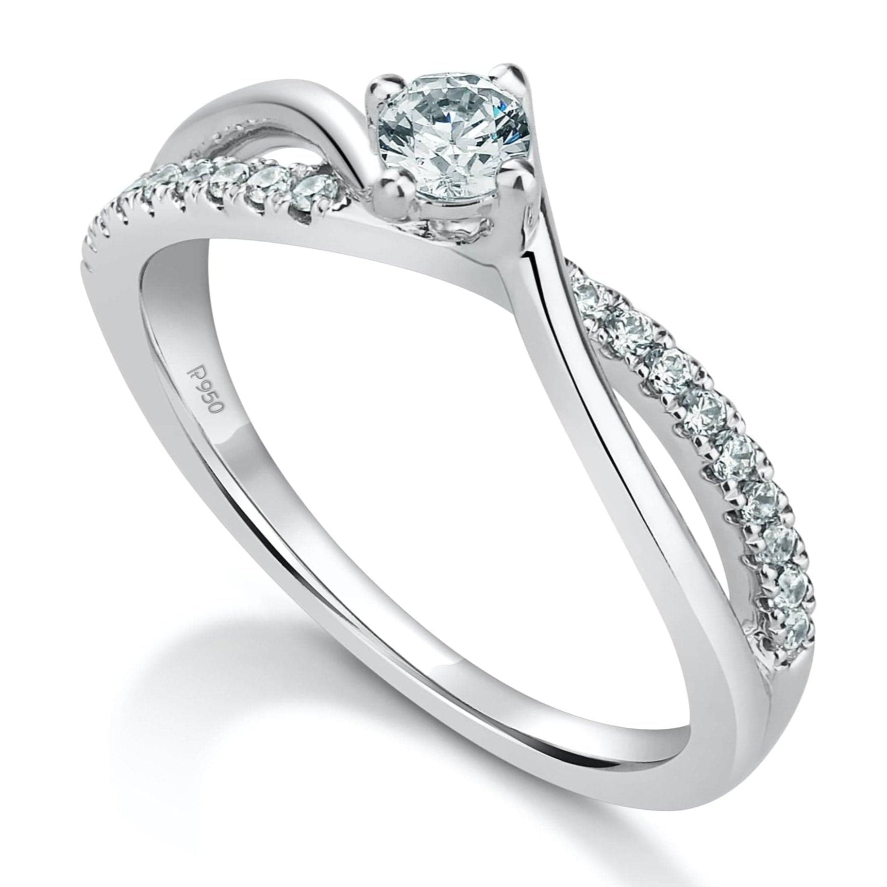 Jewelove™ Rings 15-Pointer Platinum Solitaire Ring with a Twist JL PT 675