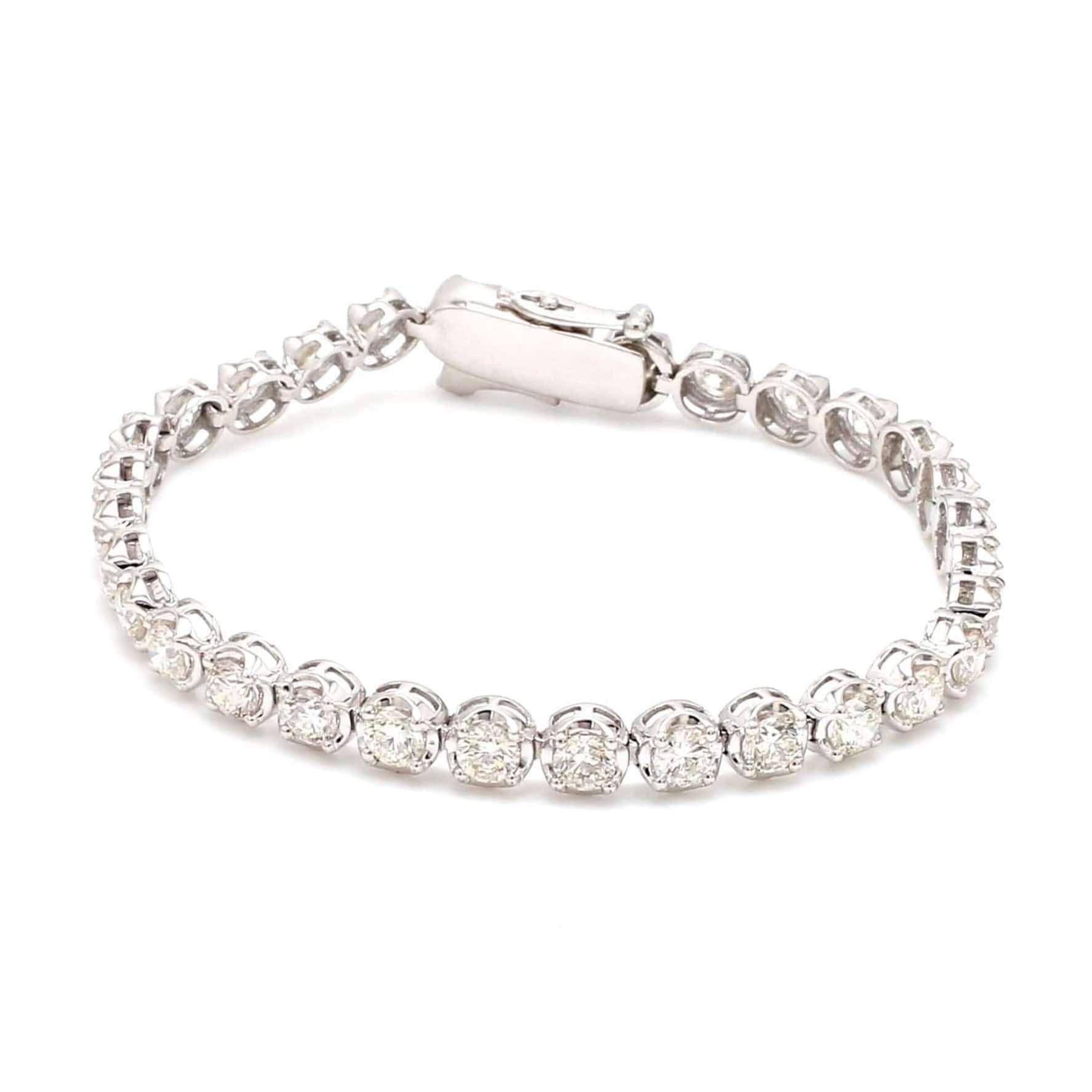 Jewelove™ Bangles & Bracelets Single / SI IJ 18-Pointer Diamond Tennis Bracelet 18K White Gold JL AU 755