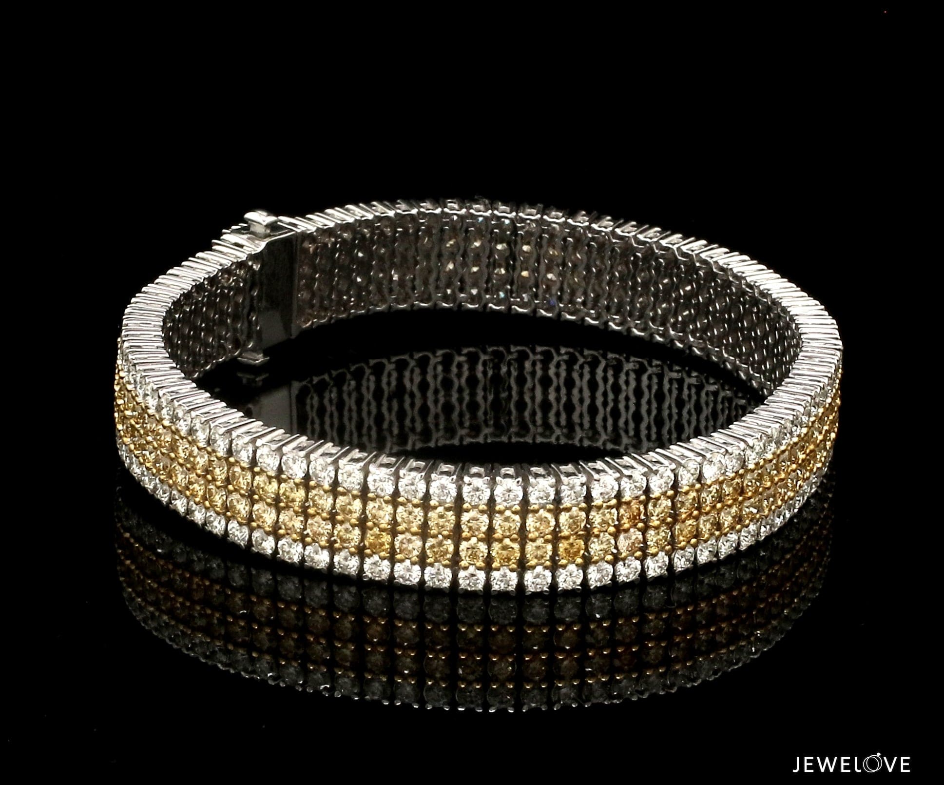 Jewelove™ Bangles & Bracelets 18K Gold White & Fancy Natural Yellow Diamond Bracelet JL AUB 101