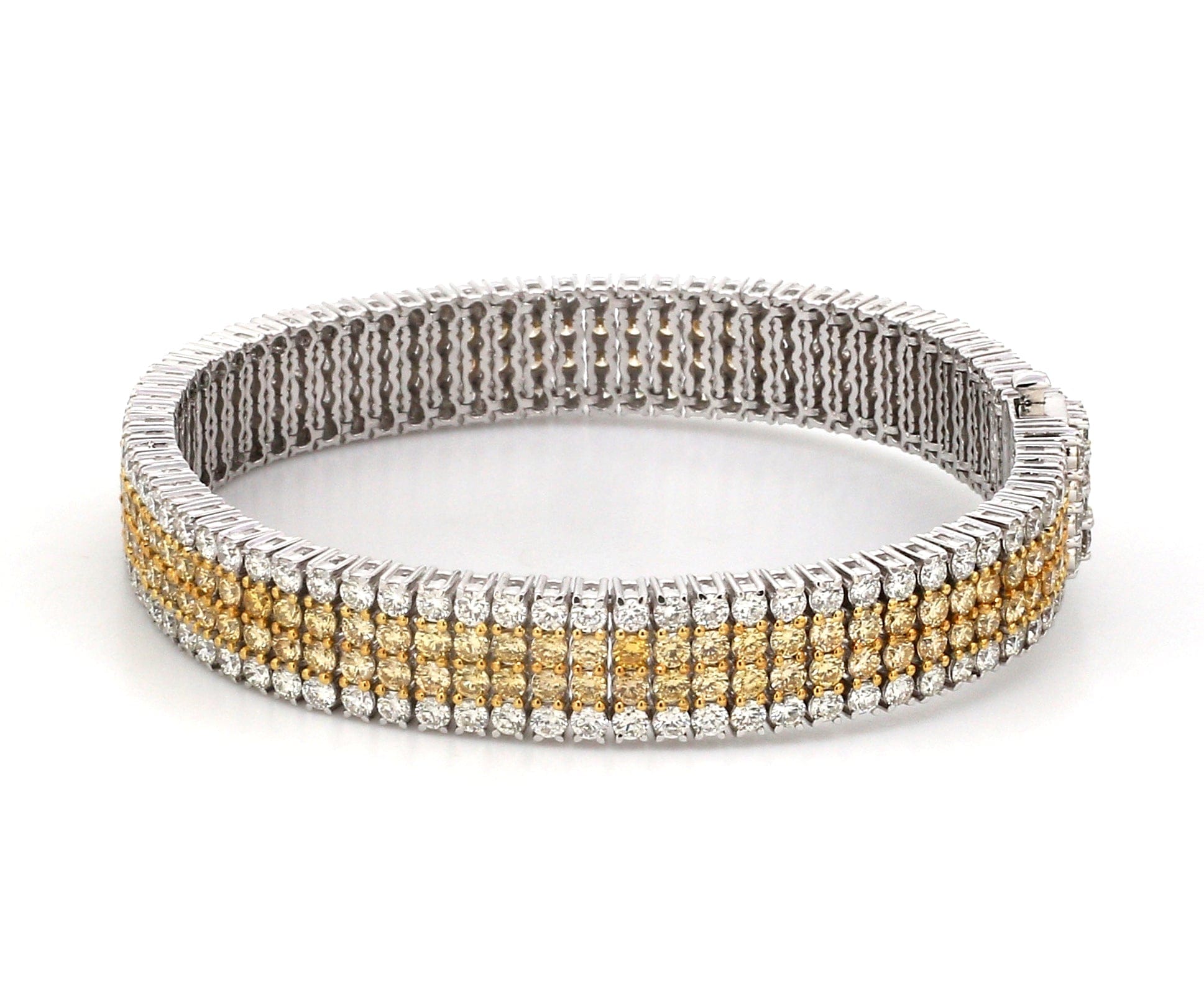 Jewelove™ Bangles & Bracelets 18K Gold White & Fancy Natural Yellow Diamond Bracelet JL AUB 101