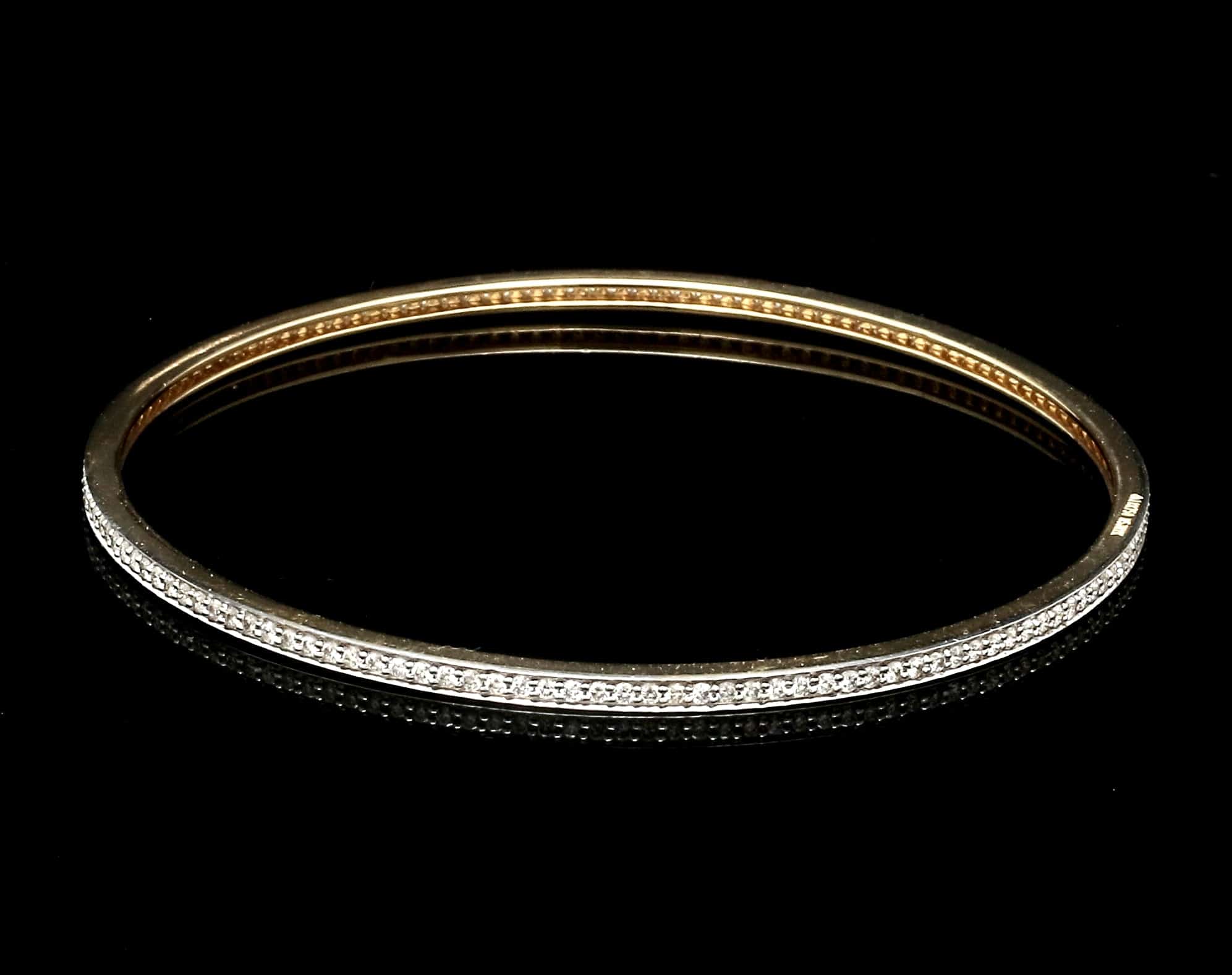 Jewelove™ 18K Gold with Diamonds Single Line Eternity Bangle