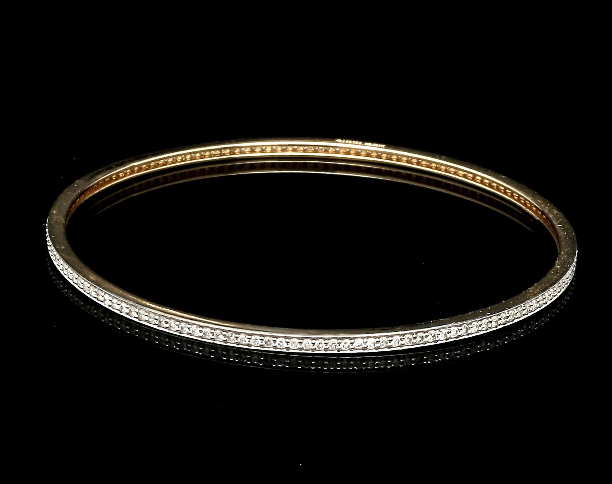 Jewelove™ 18K Gold with Diamonds Single Line Eternity Bangle