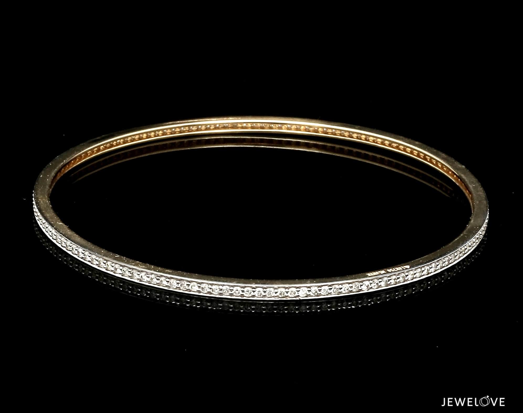 Jewelove™ 18K Gold with Diamonds Single Line Eternity Bangle