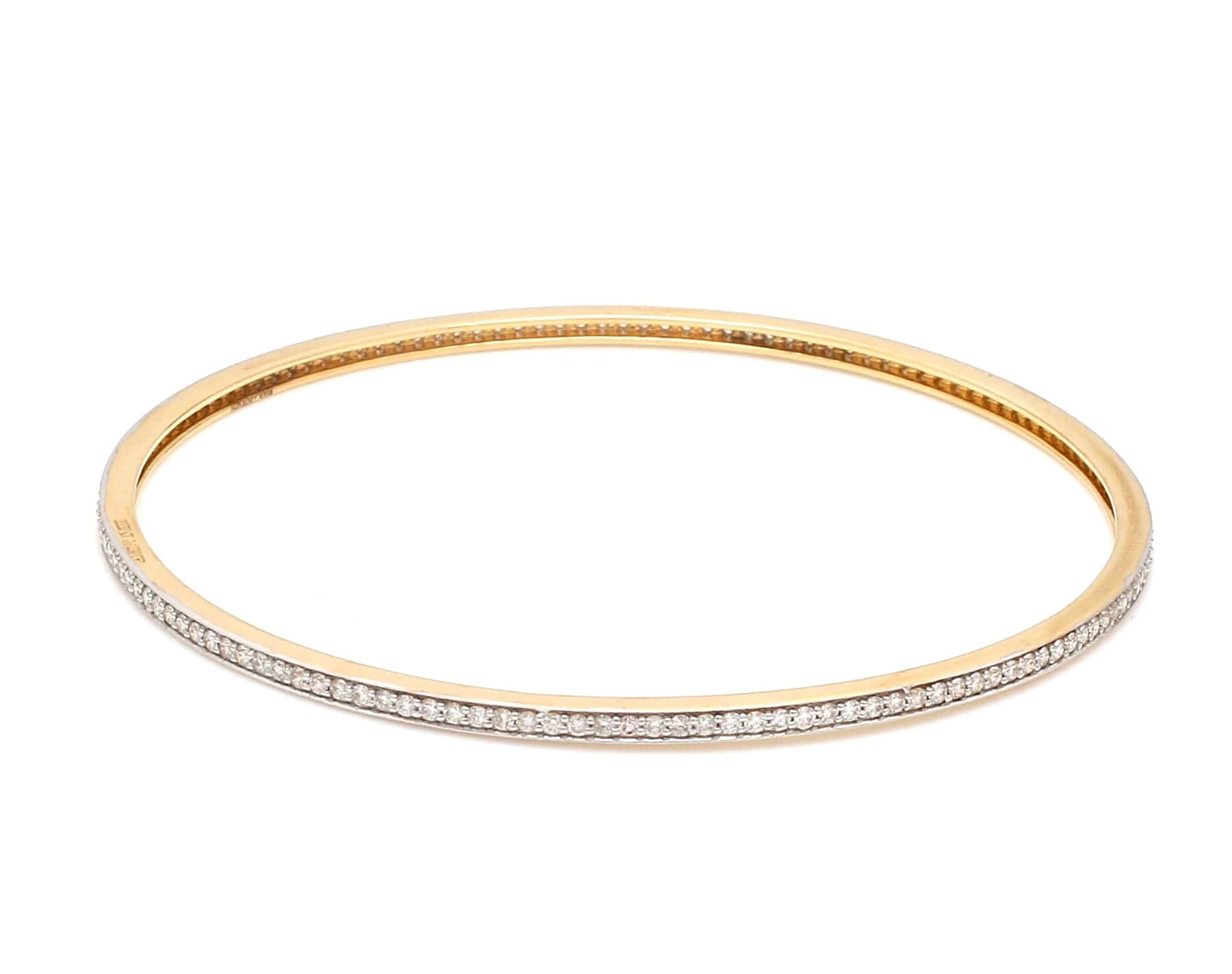 Jewelove™ Bangles & Bracelets 18K Gold with Diamonds Single Line Eternity Bangle JL AU B 101