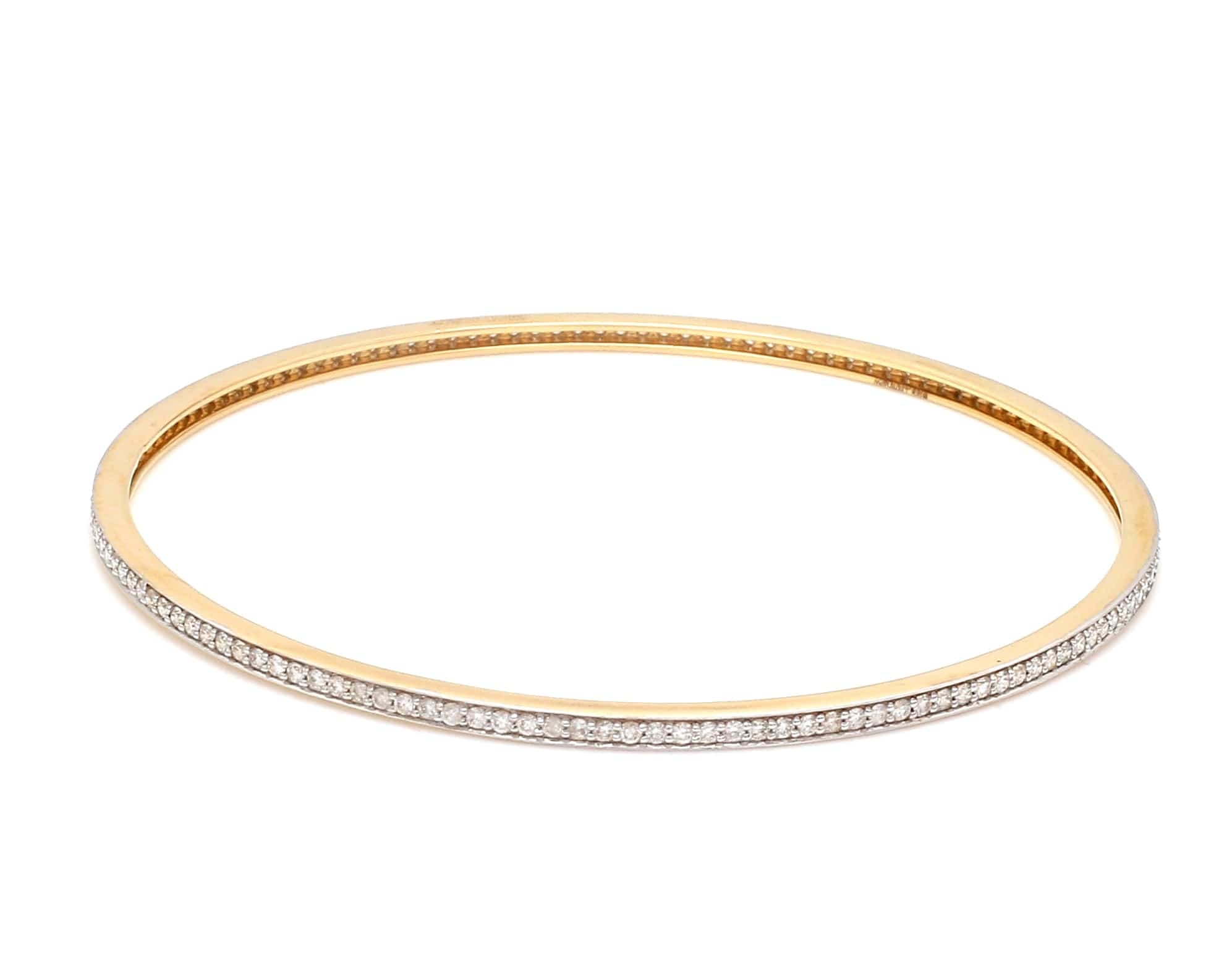 Jewelove™ Bangles & Bracelets 18K Gold with Diamonds Single Line Eternity Bangle JL AU B 101