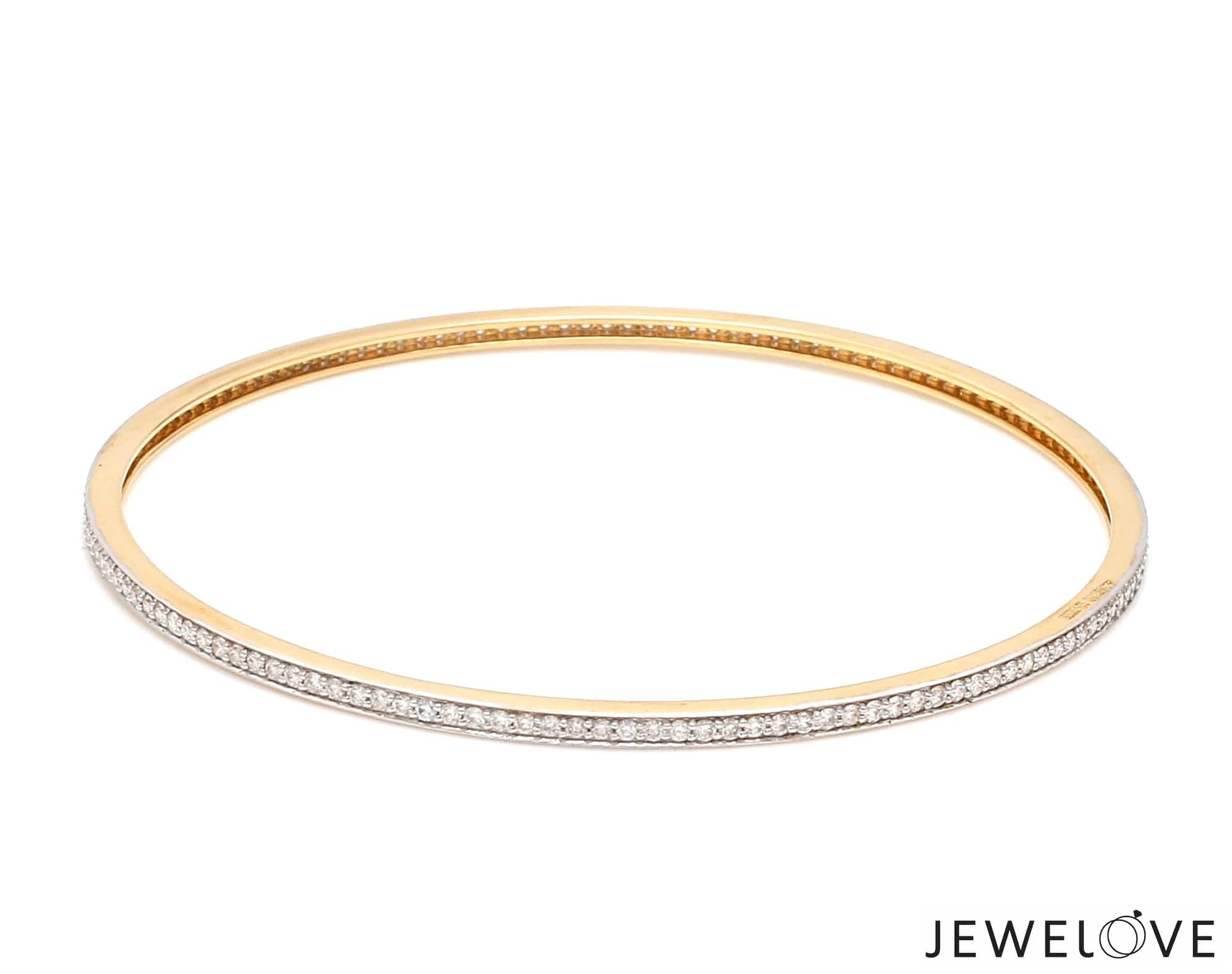 Jewelove™ Bangles & Bracelets 18K Gold with Diamonds Single Line Eternity Bangle JL AU B 101