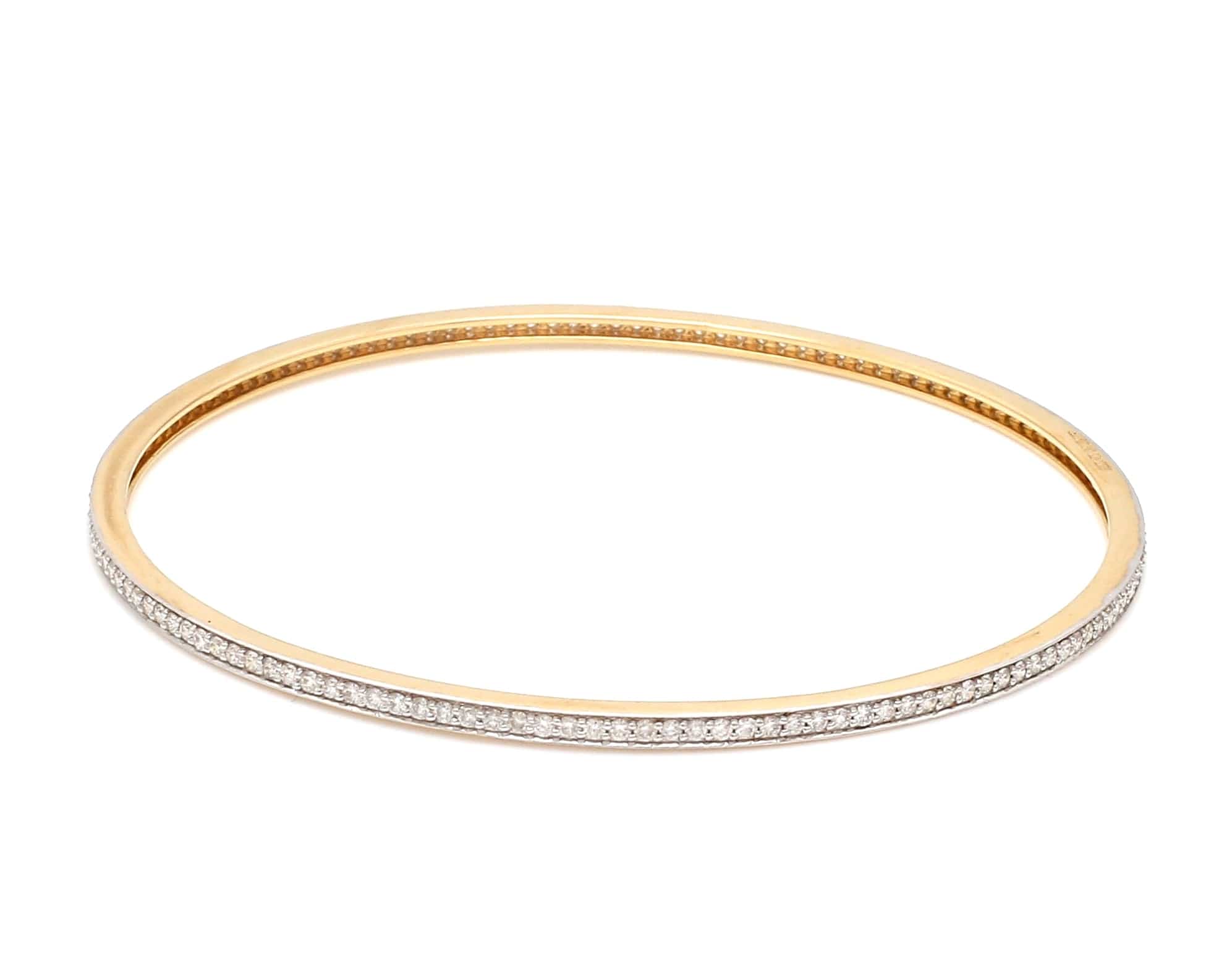 Jewelove™ Bangles & Bracelets 18K Gold with Diamonds Single Line Eternity Bangle JL AU B 101