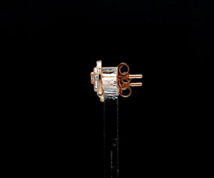 Jewelove™ Earrings 18K Rose Gold Cushion Earrings with Pink Cushion Cut & White Round Diamond JL AU PD 104