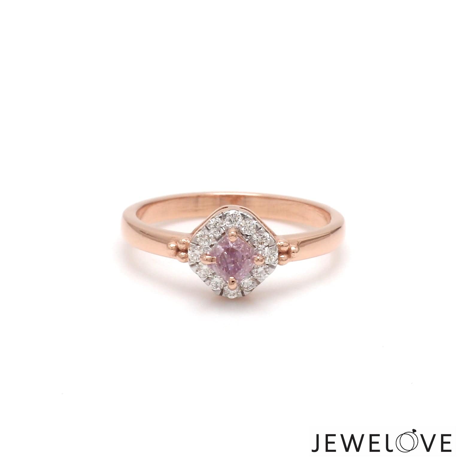 Jewelove™ Rings Women's Band only / SI IJ 18K Rose Gold Ring with Pink Diamond for Women JL AU 100