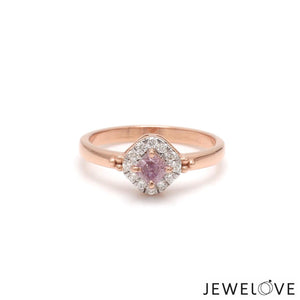 Jewelove™ Rings Women's Band only / SI IJ 18K Rose Gold Ring with Pink Diamond for Women JL AU 100