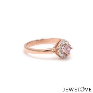 Jewelove™ Rings Women's Band only / SI IJ 18K Rose Gold Ring with Pink Diamond for Women JL AU 100