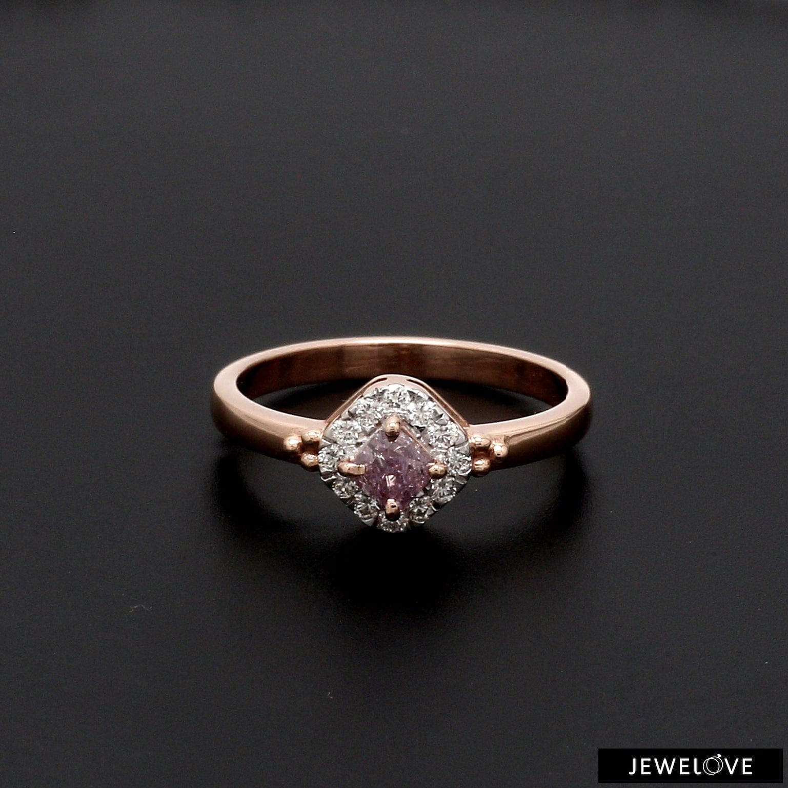 Jewelove™ Rings Women's Band only / SI IJ 18K Rose Gold Ring with Pink Diamond for Women JL AU 100