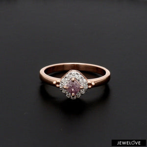 Jewelove™ Rings Women's Band only / SI IJ 18K Rose Gold Ring with Pink Diamond for Women JL AU 100