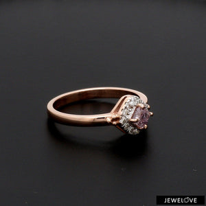 Jewelove™ Rings Women's Band only / SI IJ 18K Rose Gold Ring with Pink Diamond for Women JL AU 100