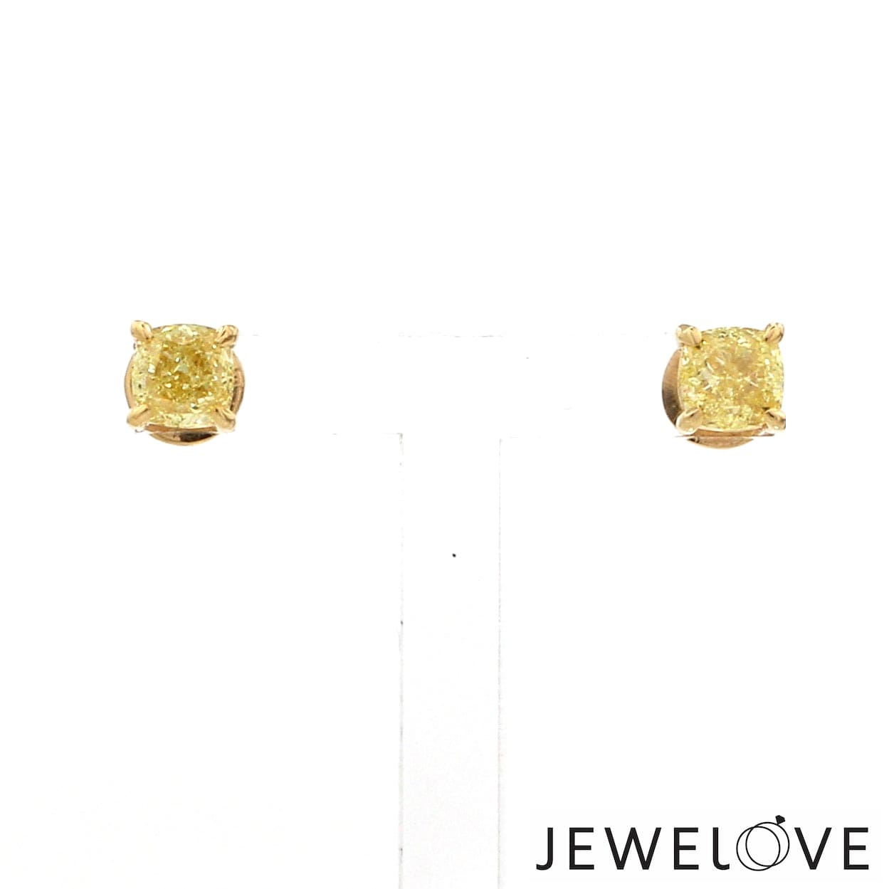 Jewelove™ Earrings Earrings only 18K Yellow Gold Earrings with Natural Fancy Intense Yellow Diamonds JL AU E 101