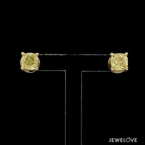 Jewelove™ Earrings Earrings only 18K Yellow Gold Earrings with Natural Fancy Intense Yellow Diamonds JL AU E 101