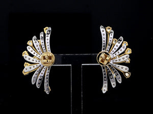 Jewelove™ Earrings Earrings only 18K Yellow Gold Earrings with Natural Fancy Yellow & White Diamonds JL AU E 102