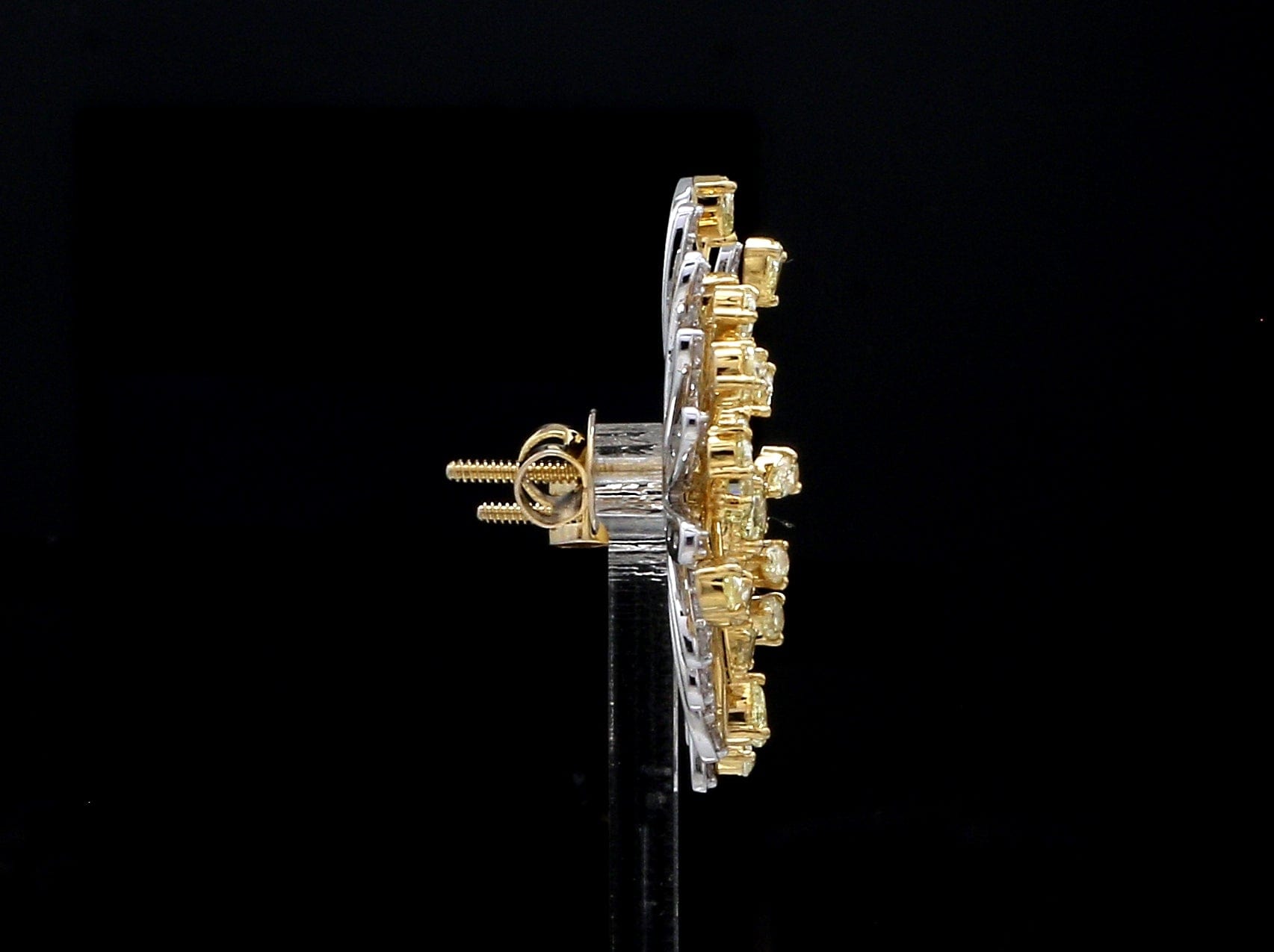 Jewelove™ Earrings Earrings only 18K Yellow Gold Earrings with Natural Fancy Yellow & White Diamonds JL AU E 102