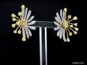 Jewelove™ Earrings Earrings only 18K Yellow Gold Earrings with Natural Fancy Yellow & White Diamonds JL AU E 102