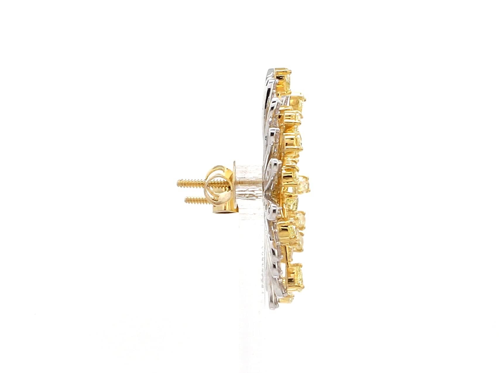 Jewelove™ Earrings Earrings only 18K Yellow Gold Earrings with Natural Fancy Yellow & White Diamonds JL AU E 102