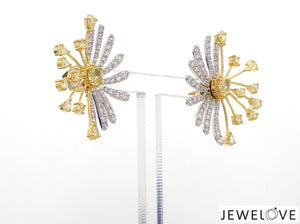 Jewelove™ Earrings Earrings only 18K Yellow Gold Earrings with Natural Fancy Yellow & White Diamonds JL AU E 102