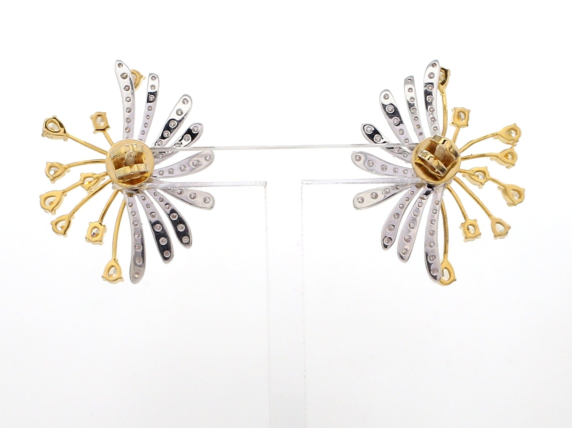 Jewelove™ Earrings Earrings only 18K Yellow Gold Earrings with Natural Fancy Yellow & White Diamonds JL AU E 102