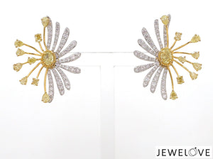 Jewelove™ Earrings Earrings only 18K Yellow Gold Earrings with Natural Fancy Yellow & White Diamonds JL AU E 102