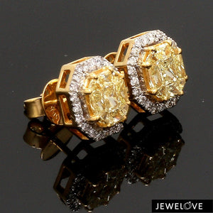 Jewelove™ Earrings Earrings only 18K Yellow Gold Earrings with Natural Fancy Yellow & White Diamonds JL AU E 103