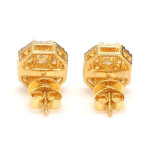 Jewelove™ Earrings Earrings only 18K Yellow Gold Earrings with Natural Fancy Yellow & White Diamonds JL AU E 103