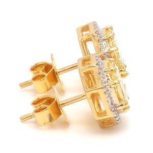 Jewelove™ Earrings Earrings only 18K Yellow Gold Earrings with Natural Fancy Yellow & White Diamonds JL AU E 103