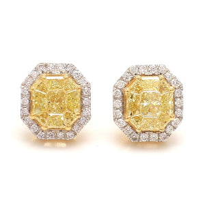 Jewelove™ Earrings Earrings only 18K Yellow Gold Earrings with Natural Fancy Yellow & White Diamonds JL AU E 103