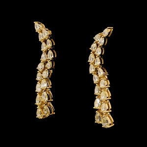 Jewelove™ Earrings Earrings only 18K Yellow Gold Earrings with Pear Cut Natural Fancy Yellow Diamond JL AU E 106