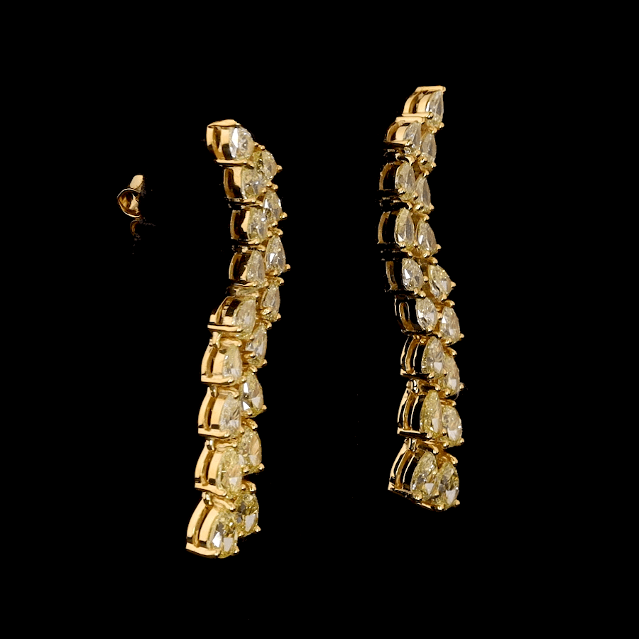 Jewelove™ Earrings Earrings only 18K Yellow Gold Earrings with Pear Cut Natural Fancy Yellow Diamond JL AU E 106