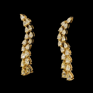 Jewelove™ Earrings Earrings only 18K Yellow Gold Earrings with Pear Cut Natural Fancy Yellow Diamond JL AU E 106